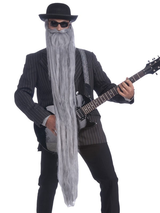 Long beard and moustache grey 122cm 48" long Men's costume party accessory