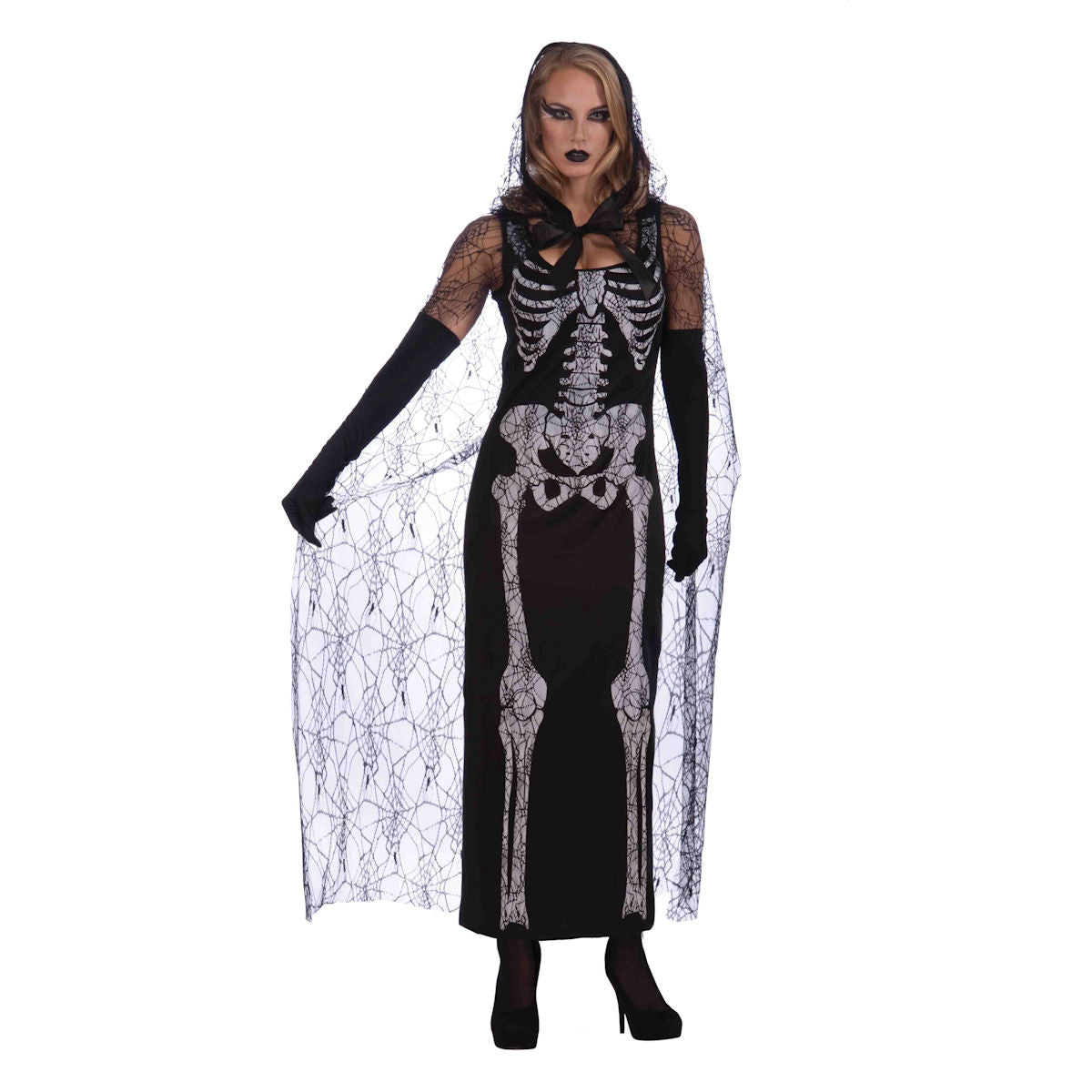 Graveyard Shift Ghoul Women's Day Of Dead Halloween Costume with CAPE fits 10-12