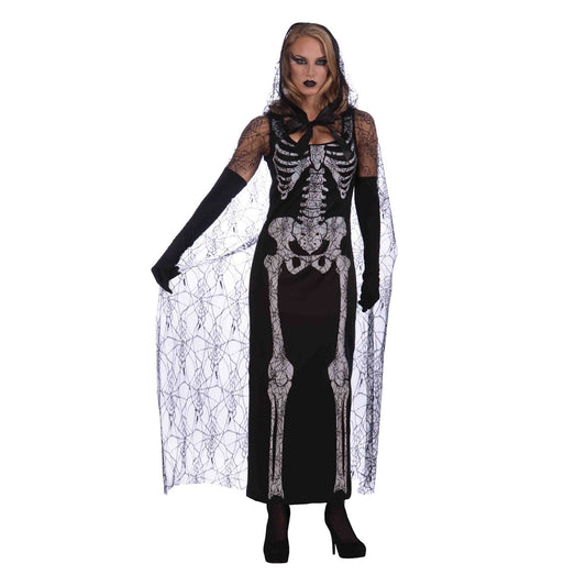 Graveyard Shift Ghoul Women's Day Of Dead Halloween Costume with CAPE fits 10-12