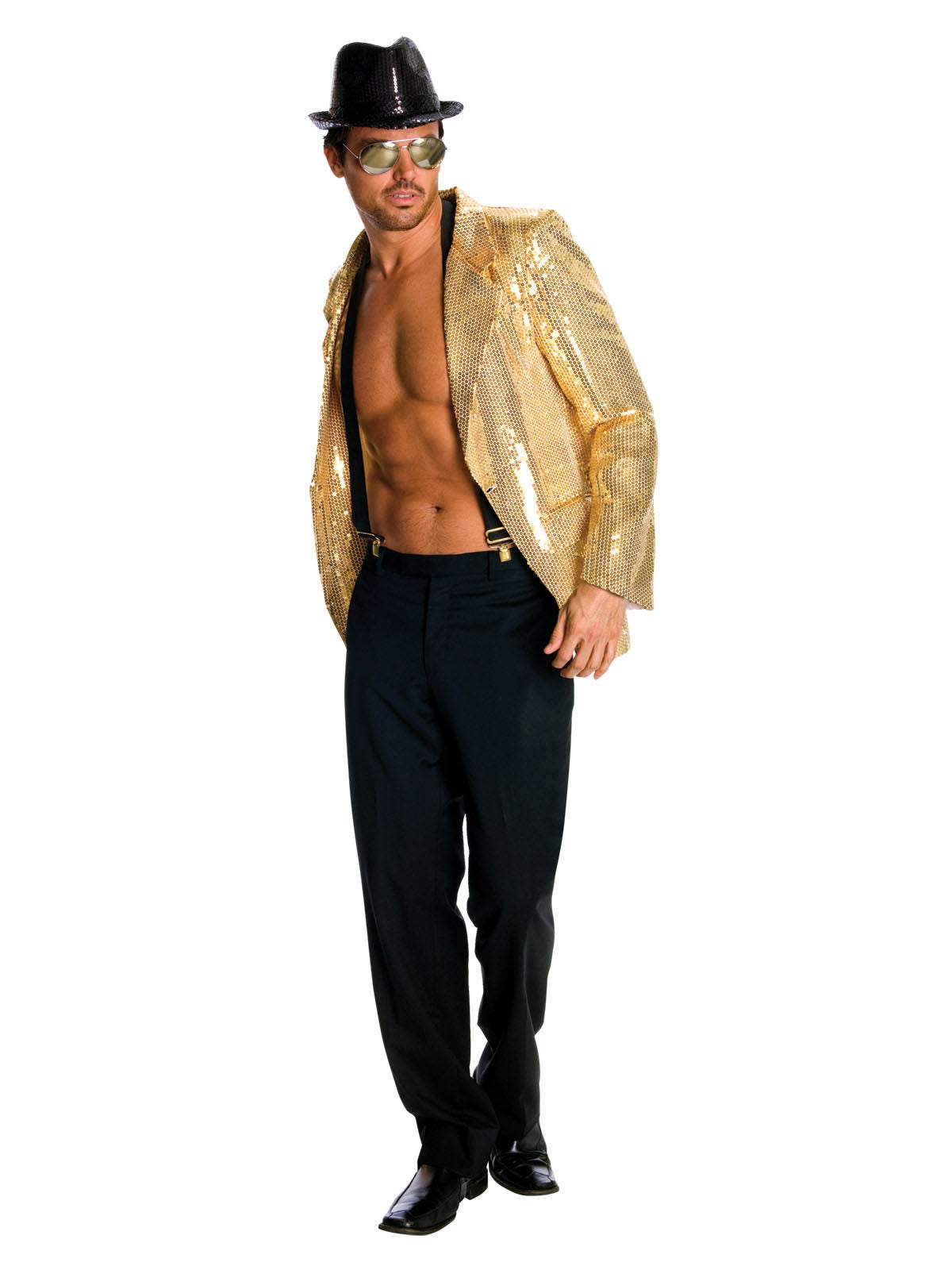 Sequin Gold Jacket Men Costume 1980's Disco Jazz Mardi Gras