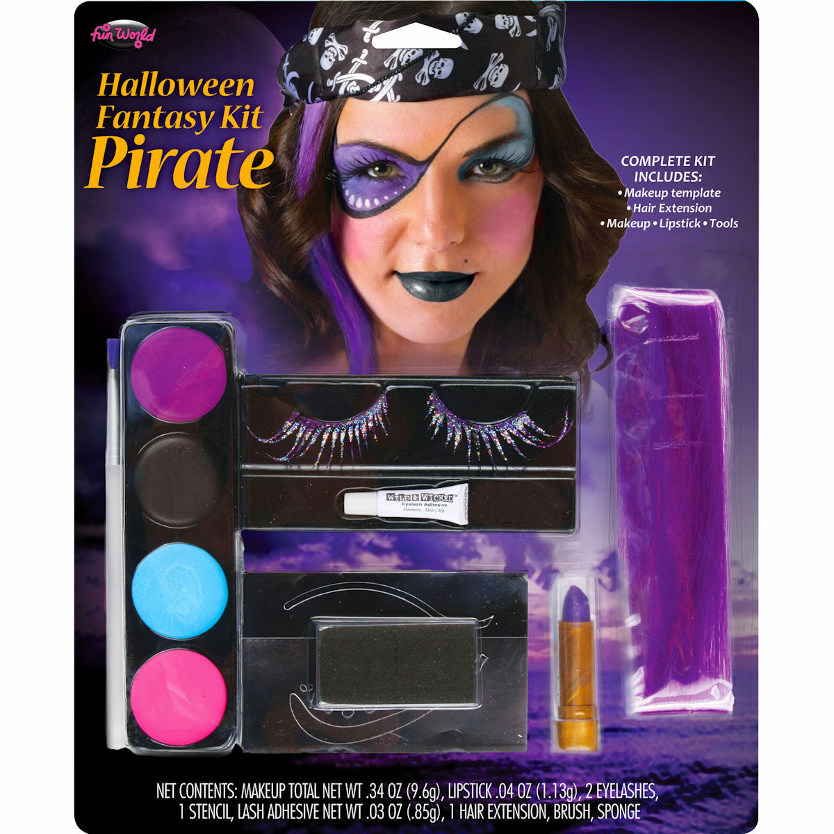 Pirate Fantasy Makeup Kit FX Kit Halloween Costume Accessory with Eyelashes