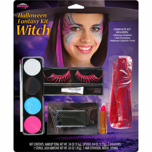 Glam Witch Fantasy Makeup Kit FX Kit Halloween Costume Accessory with Eyelashes
