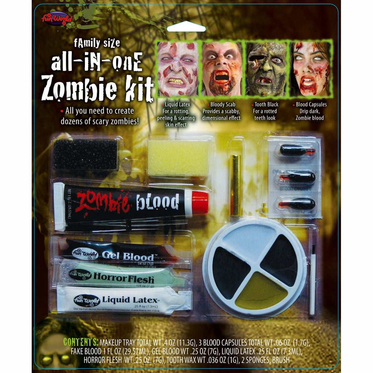 Zombie Horror All-in-one Family Size Makeup FX Kit Halloween Costume Accessory