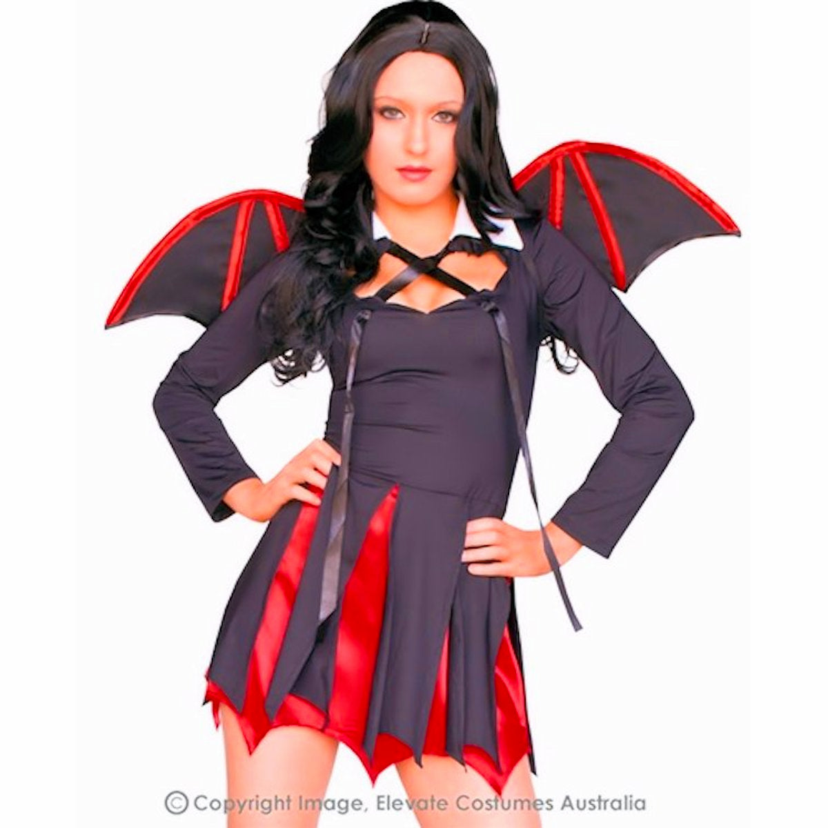 Goth Bat Girl Dark Angel Vampiress Halloween Women's Costume