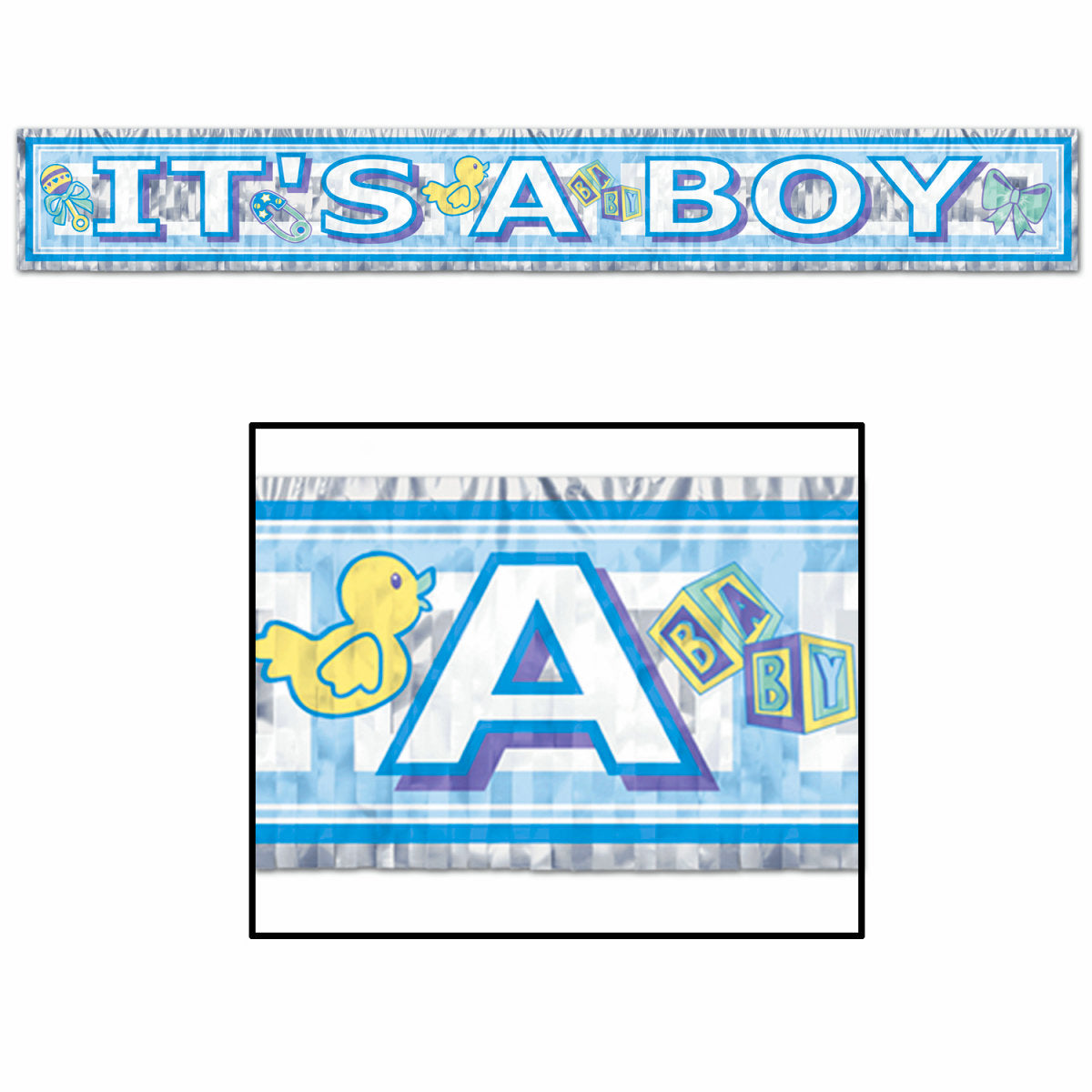 It's a Boy Banner Metalic FRINGE Baby Boy Announcement Baby Shower 152cm long