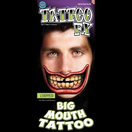 Chipped Tooth Big Mouth Temporary Tattoo Tinsley Halloween Special FX Make up