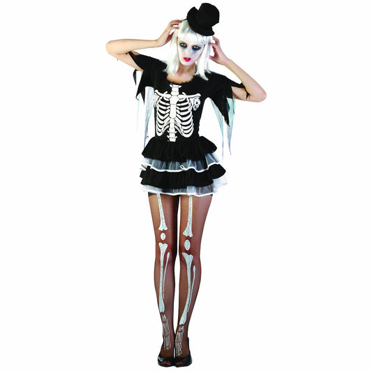 Sassy Skeleton Sexy Women's Day of the Dead Halloween Fancy Dress Costume