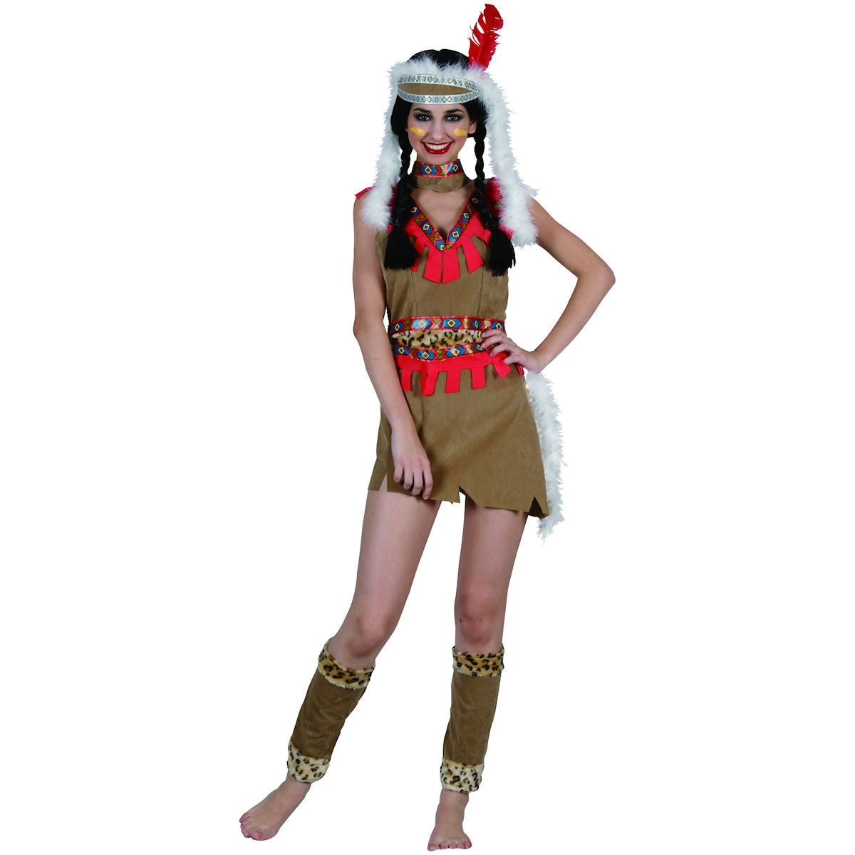 Indian Princess Pocahontas Women's Fancy Dress Costume with Headpiece