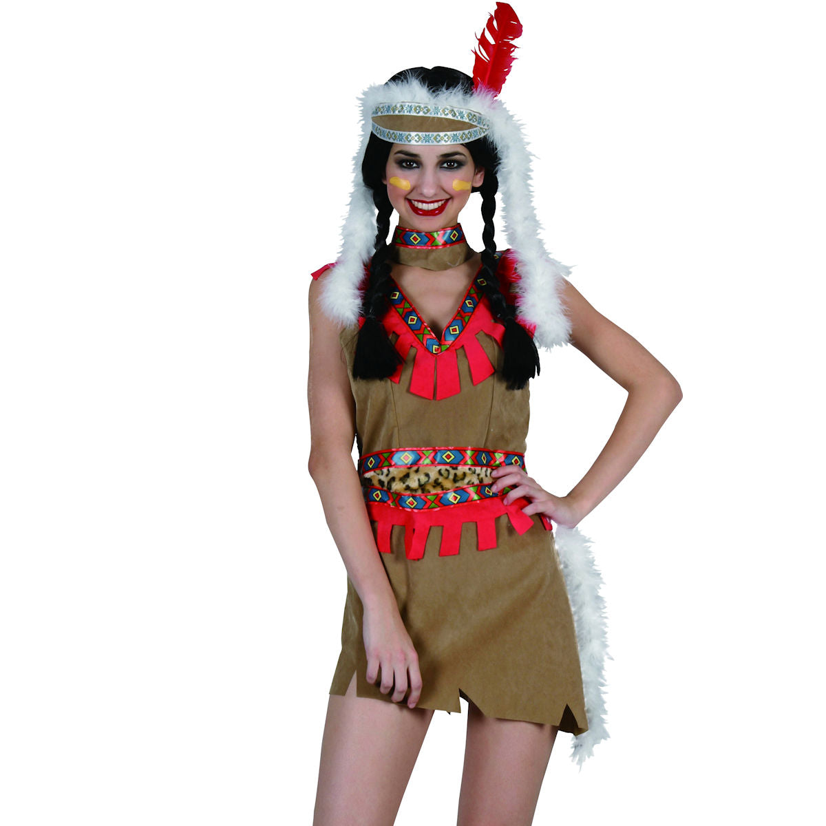 Indian Princess Pocahontas Women's Fancy Dress Costume with Headpiece