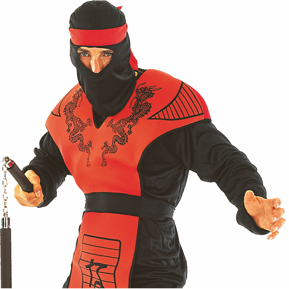 Red Dragon Ninja Warrior Assasin Men's Fancy Dress Costume
