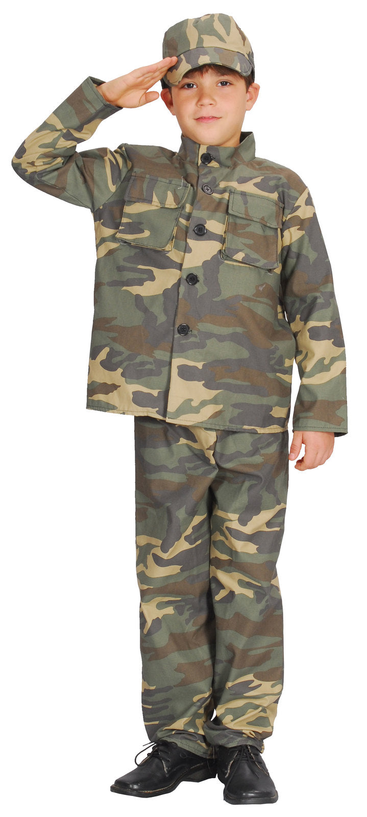 Army Soldier Camo Boys or Girls Costume complete with Top, Pants, Hat