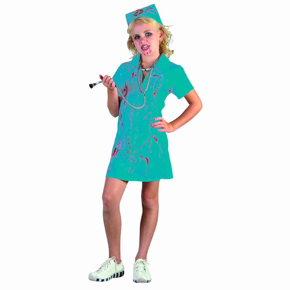 Zombie Bloody Mad Nurse Surgeon Doctor Girl's Fancy Dress Halloween Costume