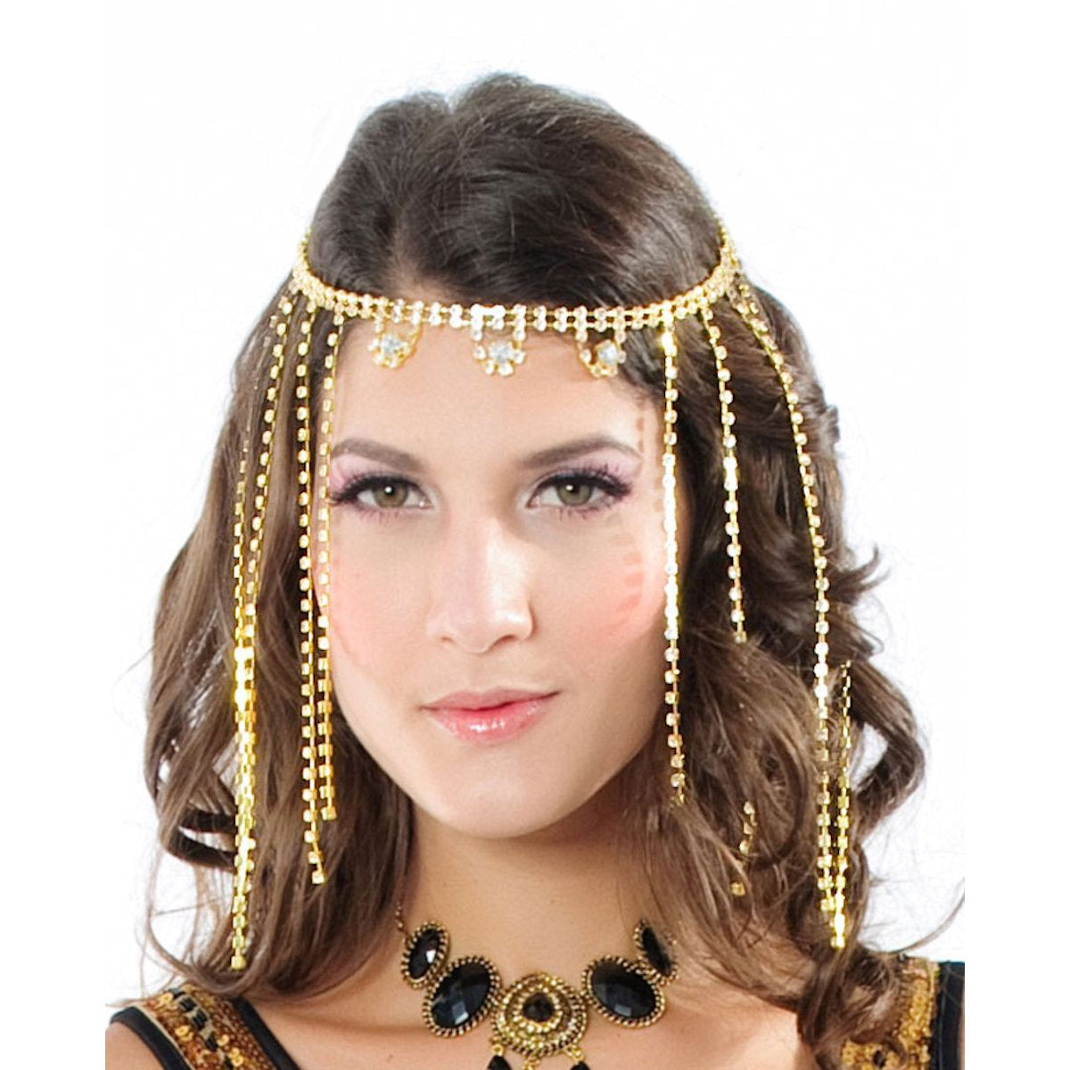 Golden Cleopatra Goddess Deluxe Sequin Women's Costume with Headpiece