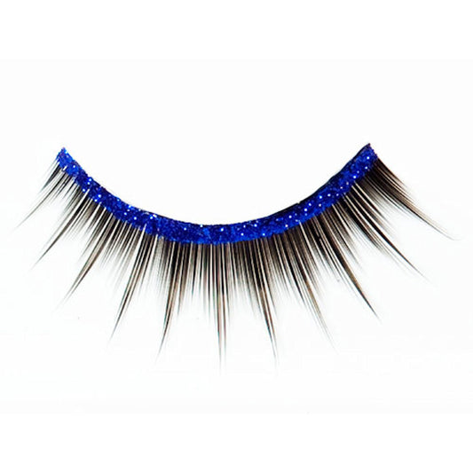 Black Deluxe False Eyelashes with Blue Glitter Trim