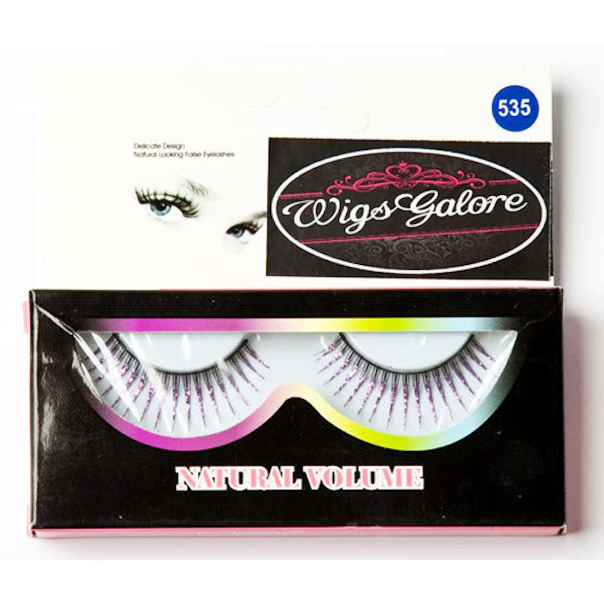 False Eyelashes Light Pink Glitter Tipped Deluxe with glue