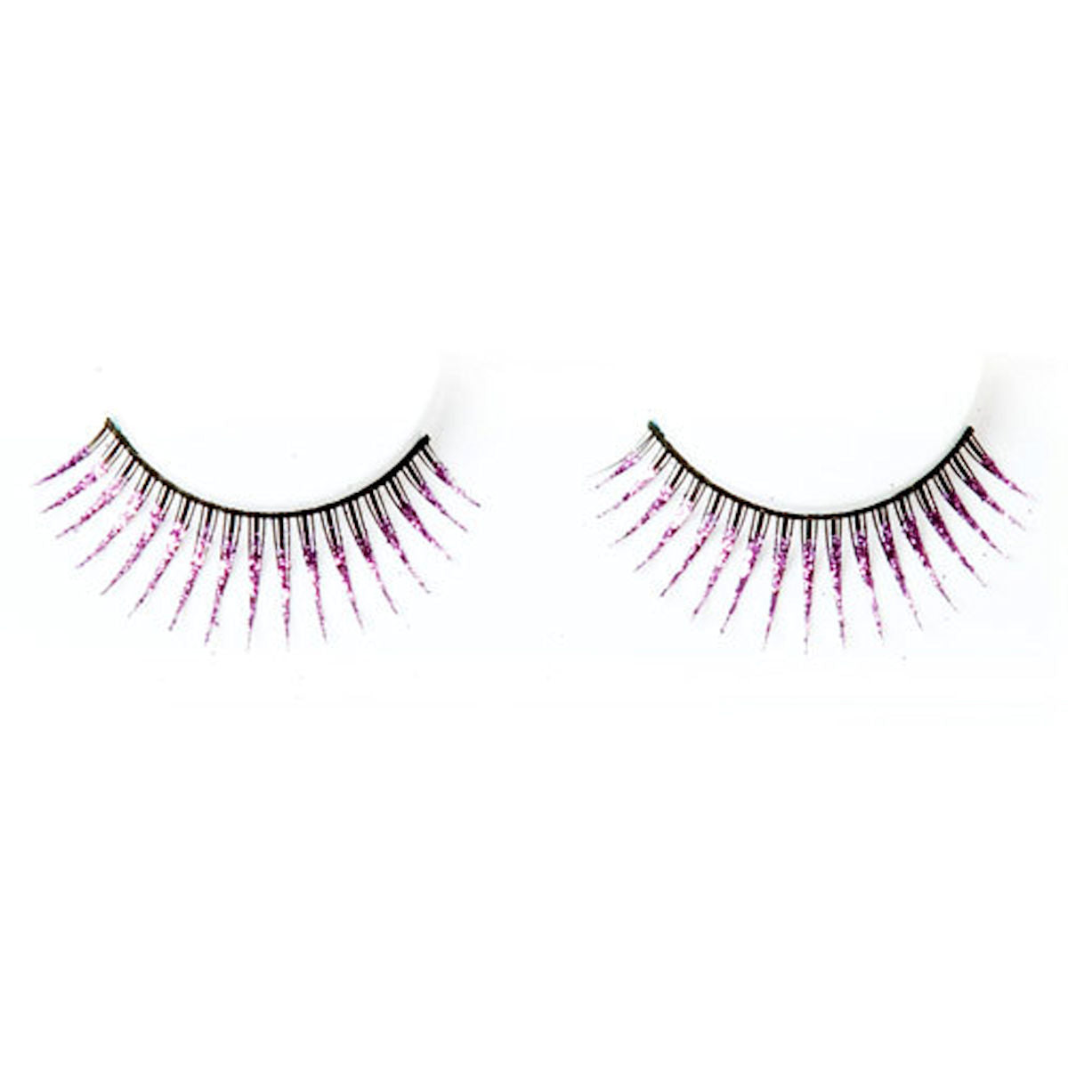 False Eyelashes Light Pink Glitter Tipped Deluxe with glue