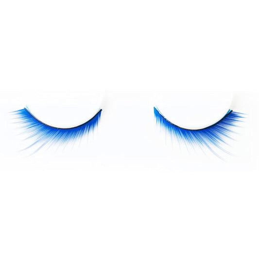 False Eyelashes Blue Long Curved Deluxe with eyelash glue