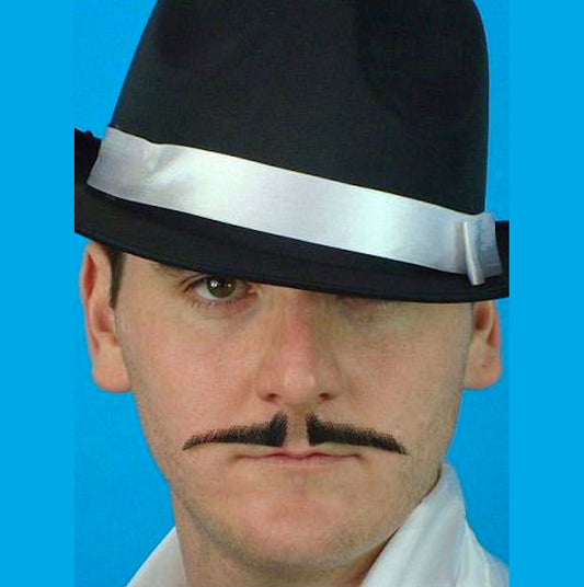 1920's Gangster Mobster Pencil Moustache Black Human Hair Quality Natural Look