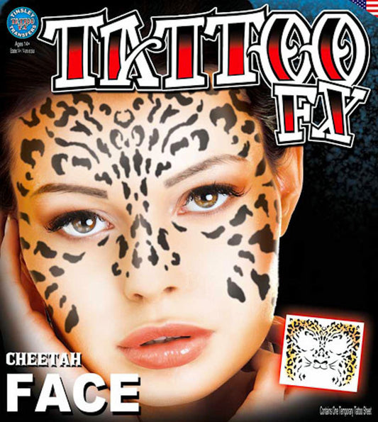 Cheetah Full Face Temporary Tattoo Tinsley Makeup Special FX