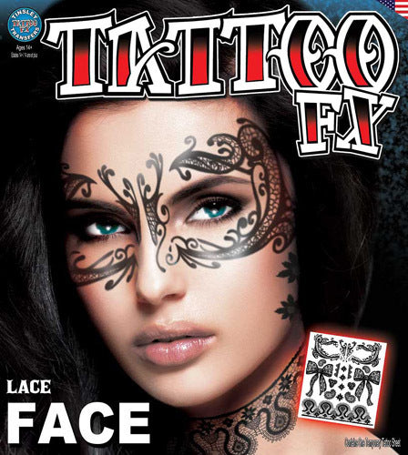 Lace Face DOD Full Face Temporary Tattoo Tinsley Halloween Special FX Make up