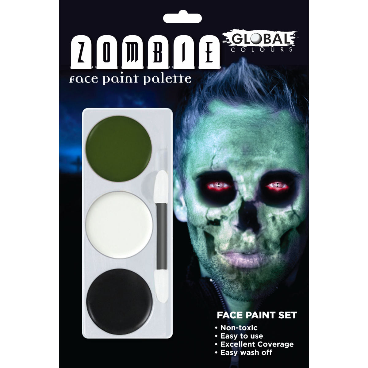 Zombie Halloween Tri-Colour Makeup Palette Special FX Fancy Dress face make-up