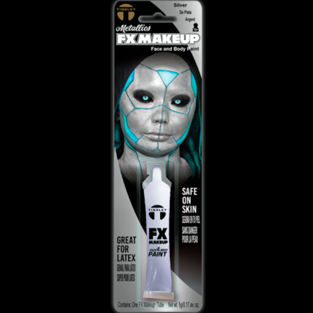 Face Paint Silver Day-Glo-Colour Professional Makeup Special FX Tinsley Black Label