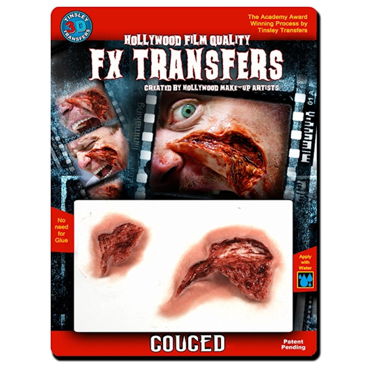 Gouged 3D FX Transfer Tinsley Temporary Tattoo Halloween Special FX MakeUp
