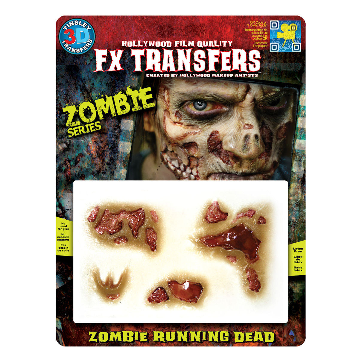 Zombie Flesh 3D FX Transfer Tinsley Temporary Tattoo Halloween FX MakeUp