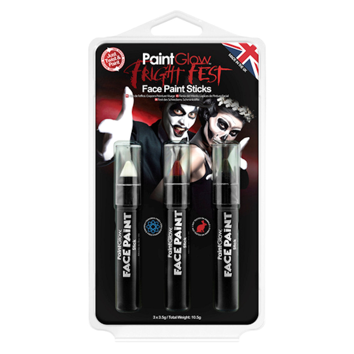 Fright Fest Face Paint Sticks Set of 3 Halloween Make Up Paint Glow