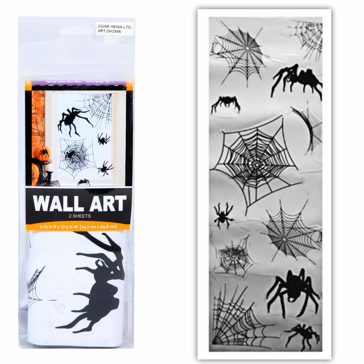 Spiders Wall Decals Halloween Decorations 2 sheets 24.7 x 69.8 cm