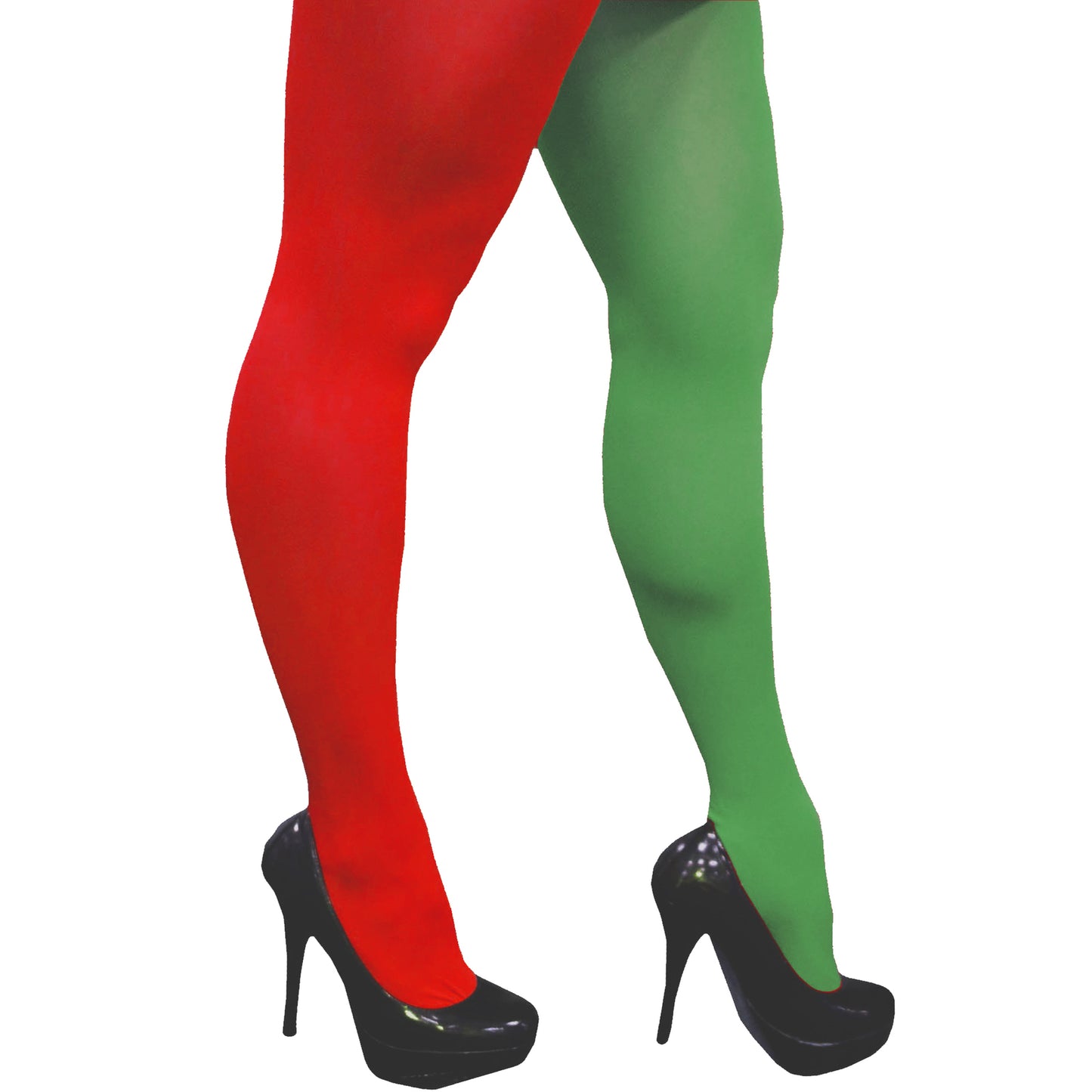 Red & Green ELF Christmas Tights Pantyhose Costume Accessory