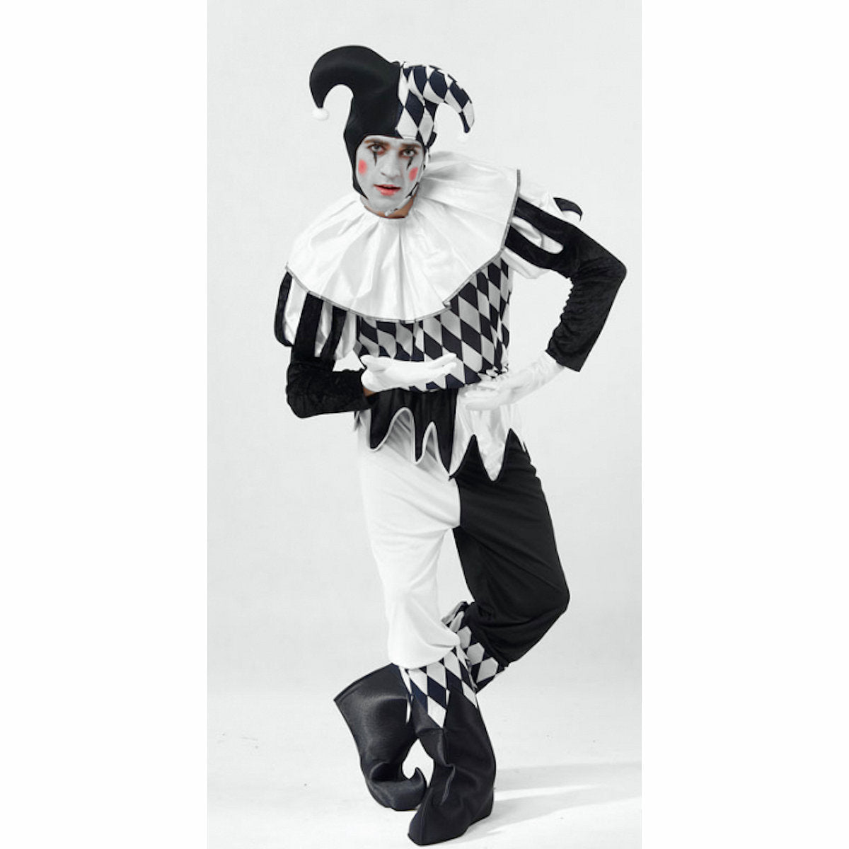 Harlequin Clown Joker Jester Men's Costume Complete Outfit