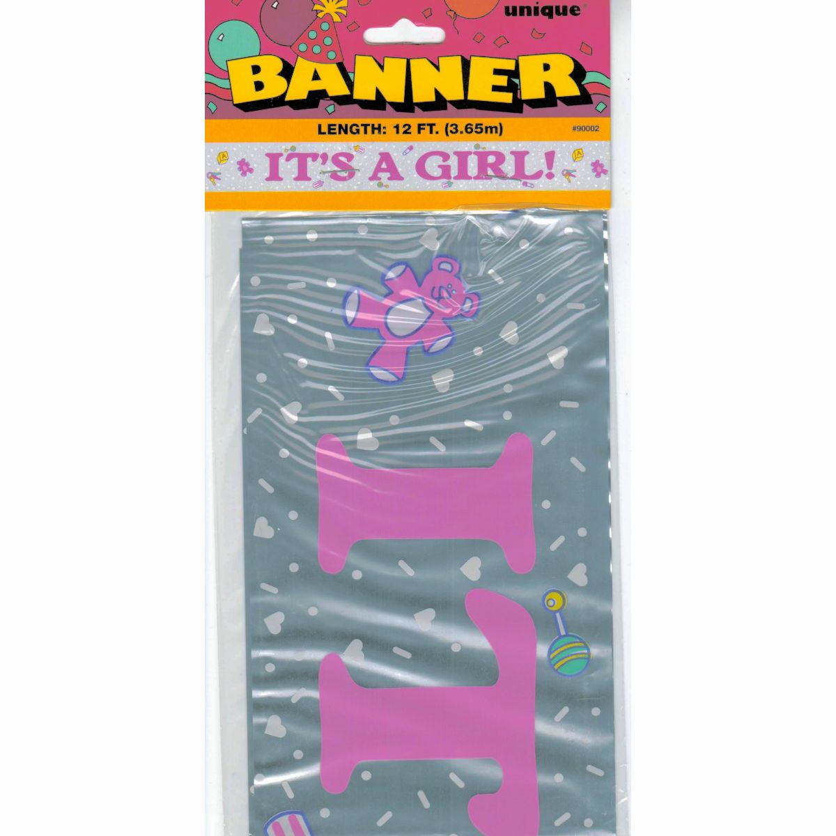 It's a Girl Silver Foil Banner Baby Girl Announcement Baby Showers 12cm x 3.65m