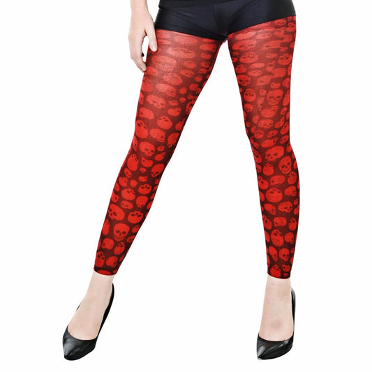 Red Skull Footless Tights Pantyhose Costume Accessory