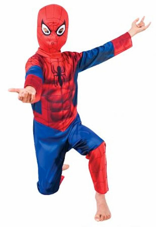 Spiderman Airbrushed Muscles Jumpsuit  BOYS Fancy Dress Costume Genuine Licensed
