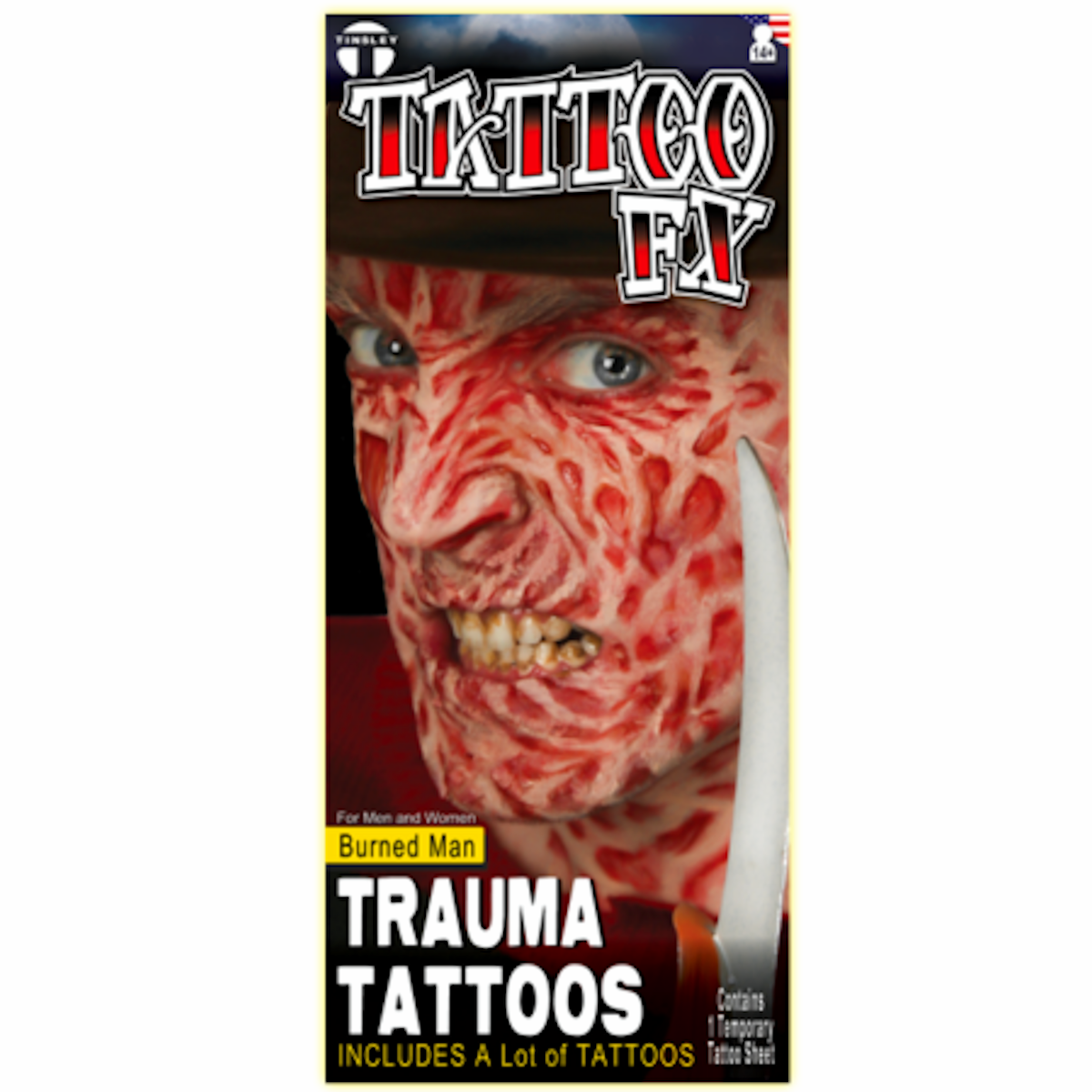 Torched Temporary Realistic Tattoo Tinsley Halloween Special FX Make up