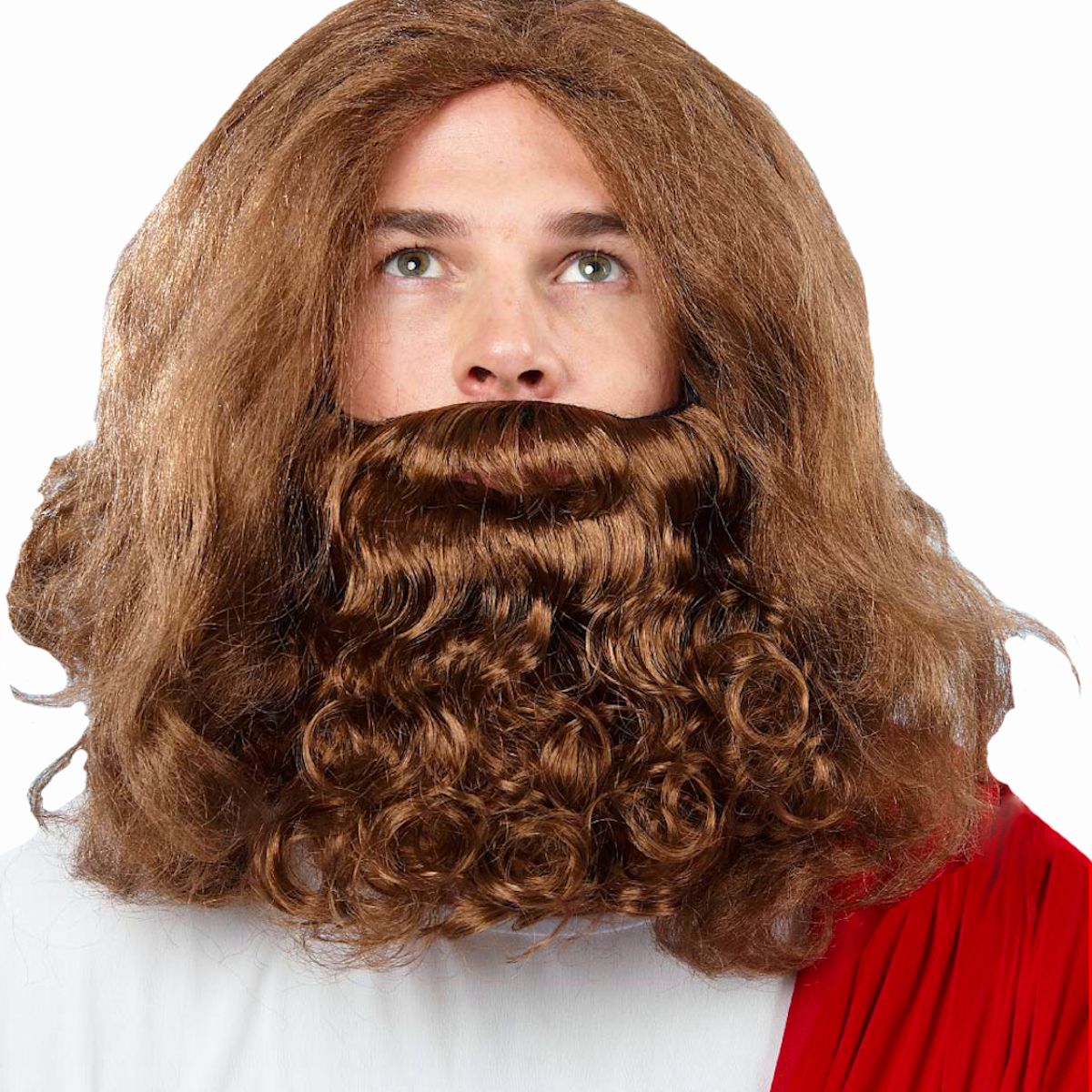 Biblical Jesus Moses Noah Wizard Medieval Fancy Dress Party Wig & Beard BROWN