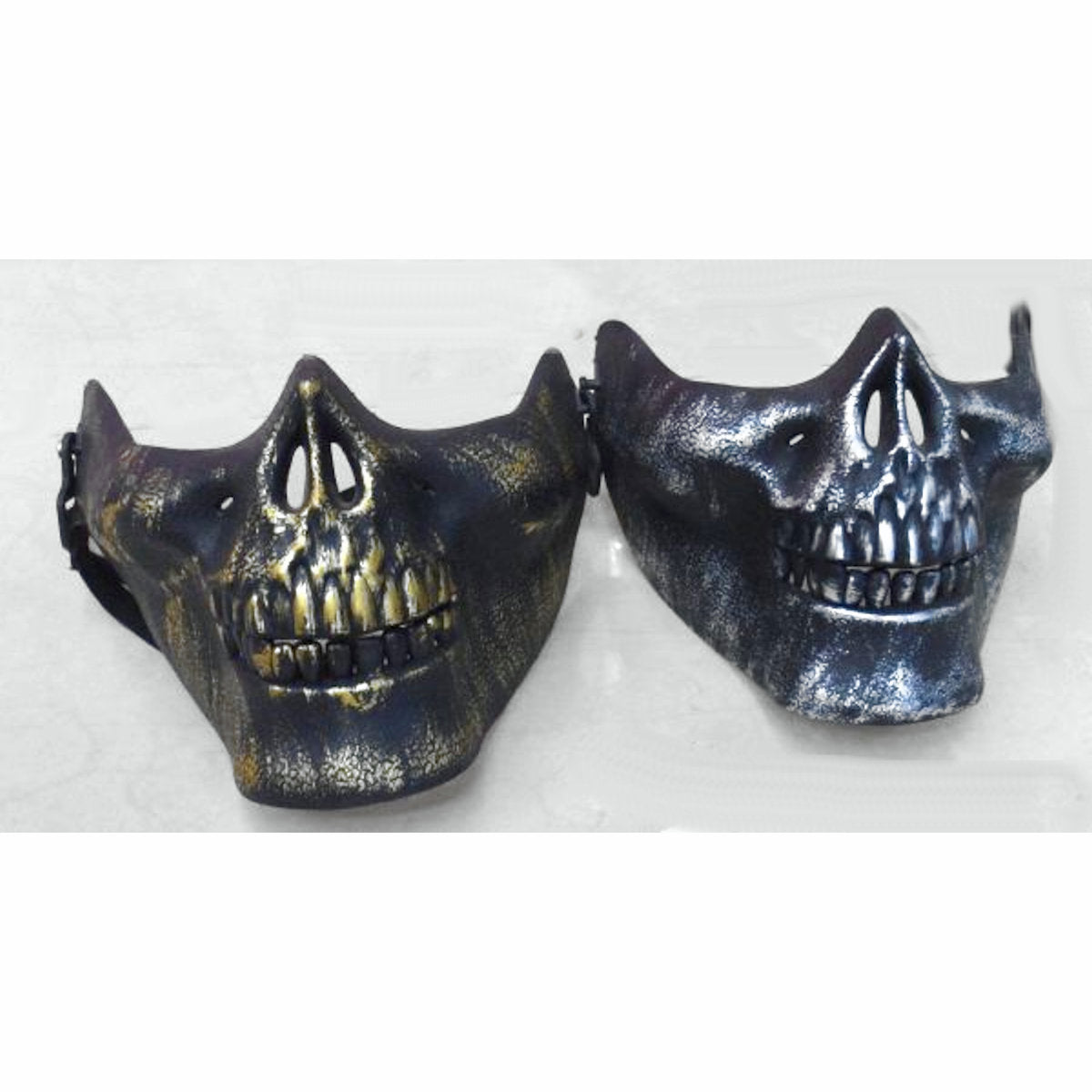 Skull Jaw Half Face Halloween Mask Costume Paintball Accessory Gold or Silver