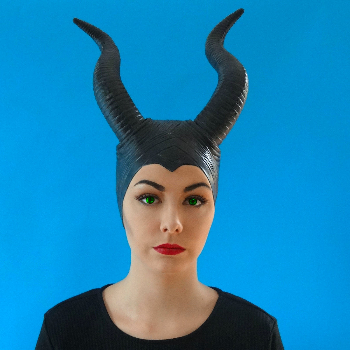 Maleficent Black Horns Deluxe Headpiece 30cm High Latex Fairy Costume Accessory